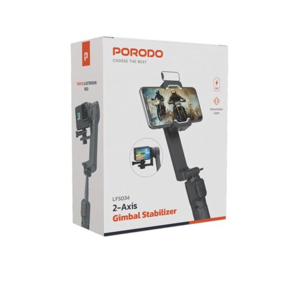 Porodo 2-Axis Gimbal Stablizer - Black - Image 3