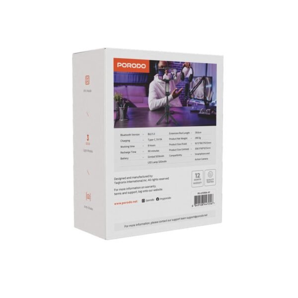 Porodo 2-Axis Gimbal Stablizer - Black - Image 4