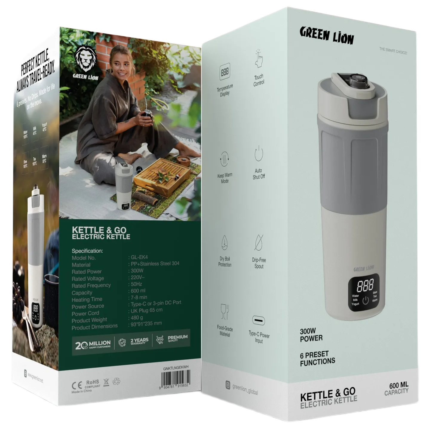 Green Lion Kettle & Go Electric Kettle 600mL - Image 3