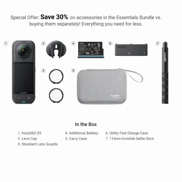 Insta360 X5 8K 360 Action Camera Bundle - Image 3